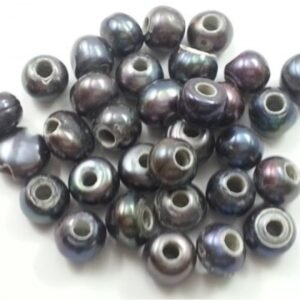 Perla de río gris oscuro 10-11mm, para cuero de 3mm (1u)