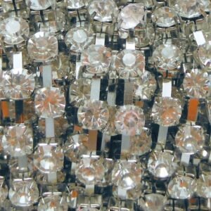 Cadena con strass 6mm de grosor  (20cms) base plata-cristal