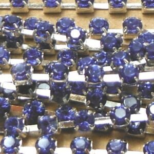 Cadena con strass de 3mm de grosor (20cms) azul con base plata