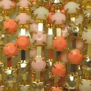 Cadena con strass de 6mm de grosor mate (20cms) rosa claro beige y coral
