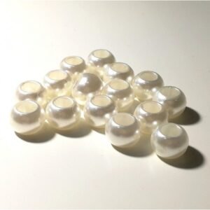 Perlas lacadas 14 x 10mm blancas con pase de 6mm