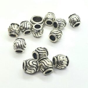 Abalorio rondel con ondas plata